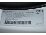 2013 Audi S7 4.0 TFSI quattro Info Tag