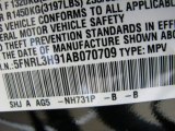 2010 Odyssey Color Code for Crystal Black Pearl - Color Code: NH731P