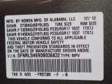 2013 Odyssey Color Code for Mocha Metallic - Color Code: YR573M