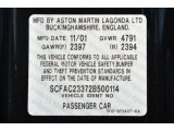 2002 Aston Martin Vanquish  Info Tag