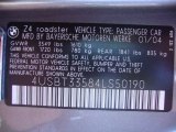 2004 BMW Z4 2.5i Roadster Info Tag