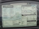 2012 Honda CR-Z EX Sport Hybrid Window Sticker