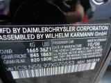 2007 Chrysler Crossfire Roadster Info Tag