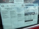 2013 Nissan Sentra SR Window Sticker