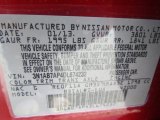 2013 Sentra Color Code for Red Brick - Color Code: NAC