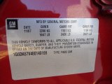 2008 Cadillac STS V6 Info Tag