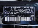 2005 C Color Code for Black - Color Code: 040