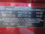 2007 Sonata Color Code for Dark Cherry Red - Color Code: DR