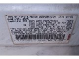 2001 Highlander Color Code for Super White - Color Code: 040