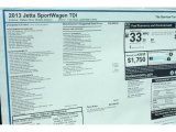 2013 Volkswagen Jetta TDI SportWagen Window Sticker