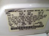 2005 Altima Color Code for Satin White Pearl - Color Code: QX3