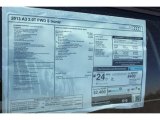 2013 Audi A3 2.0 TFSI Window Sticker