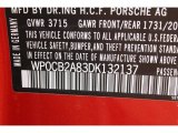 2013 Porsche Boxster S Info Tag