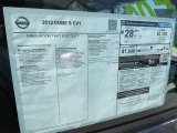 2013 Nissan Cube 1.8 S Window Sticker
