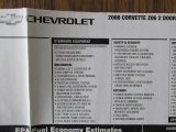 2008 Chevrolet Corvette Z06 Window Sticker