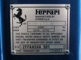 2005 Ferrari 612 Scaglietti F1A Info Tag