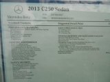 2013 Mercedes-Benz C 250 Sport Window Sticker