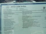 2013 Mercedes-Benz C 250 Sport Window Sticker