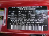 2013 Santa Fe Color Code for Serrano Red - Color Code: TR3