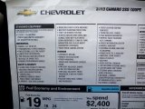 2013 Chevrolet Camaro Projexauto Z/TA Coupe Window Sticker