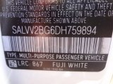 2013 Range Rover Evoque Color Code for Fuji White - Color Code: 867