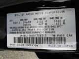 2013 MAZDA3 Color Code for Black Mica - Color Code: 16W