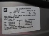 2002 Buick Park Avenue  Info Tag