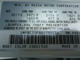 2013 MAZDA3 Color Code for Crystal White Pearl Mica - Color Code: 34K