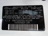 2013 Veloster Color Code for Century White - Color Code: PGU