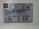 2013 Buick Encore Leather Info Tag