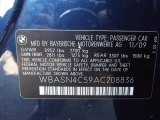 2010 BMW 5 Series 550i Gran Turismo Info Tag