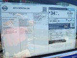 2013 Nissan Sentra SR Window Sticker