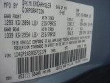 2006 Grand Caravan Color Code for Butane Blue Pearl - Color Code: PBE
