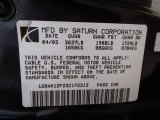 2003 Saturn ION 2 Quad Coupe Info Tag