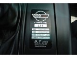 1996 Chevrolet Corvette Grand Sport Coupe Info Tag