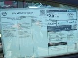 2014 Nissan Versa 1.6 SV Sedan Window Sticker