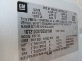 2013 GMC Sierra 2500HD SLE Extended Cab Info Tag
