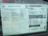 2014 Nissan Versa 1.6 SV Sedan Window Sticker