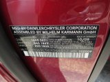 2006 Chrysler Crossfire Limited Coupe Info Tag