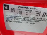 2012 Chevrolet Corvette Grand Sport Convertible Info Tag