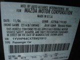 2007 MAZDA6 Color Code for Onyx Black - Color Code: NN