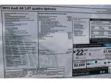 2013 Audi A6 3.0T quattro Sedan Window Sticker