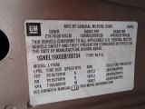 2005 Chevrolet Astro LS AWD Passenger Van Info Tag