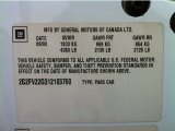 2001 Pontiac Firebird Trans Am Coupe Info Tag