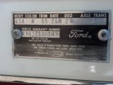 1963 Thunderbird Color Code for Corinthian White - Color Code: M