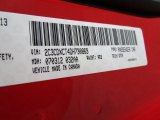 2013 Charger Color Code for TorRed - Color Code: PR3