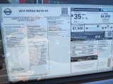 2014 Nissan Versa Note SV Window Sticker
