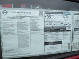 2014 Nissan Versa Note SV Window Sticker