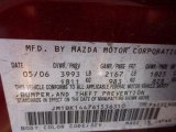 2006 MAZDA3 Color Code for Copper Red Mica - Color Code: 32V