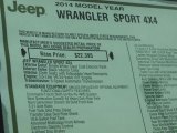 2014 Jeep Wrangler Sport S 4x4 Window Sticker